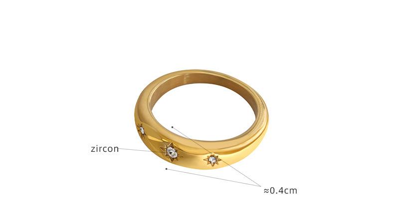 Fashion Exquisite Cold Wind Set Zircon Stainless Steel Ring Plated 18K Gold