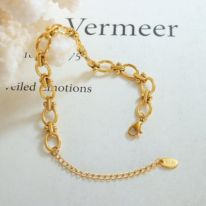 Simple Temperament Thick Chain Couple Bracelet Jewelry Titanium Steel 18k Gold