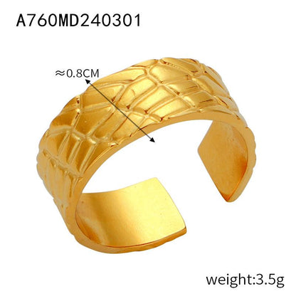 Personalized Design Niche Opening Ring Titanium Steel Gold Plated Geometric Hundred