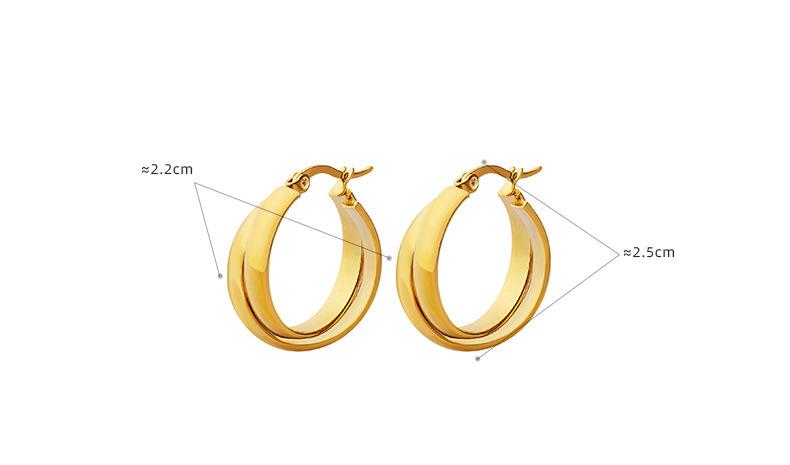 Temperament Double U Shape Earrings Titanium Steel Plated 18k Gold