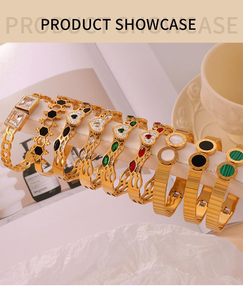 Simple Personality Niche Geometric Hollow Jewelry Texture Design Diamond Gold-plated Bracelet