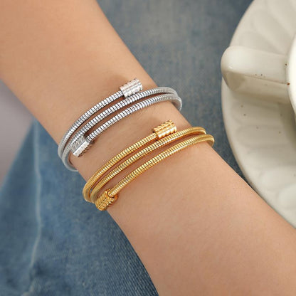 Simple Snake Bone Chain Multi-layer Stacked Wear Fashion All-match Titanium Steel Gold-plated Bracelet