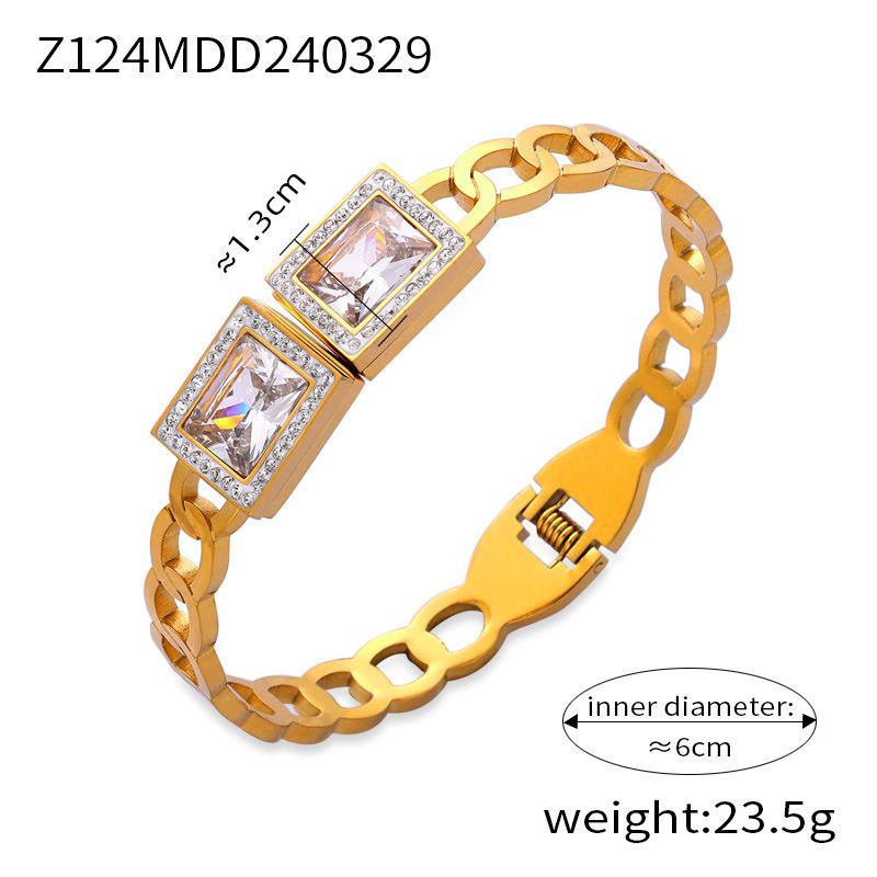 Simple Personality Niche Geometric Hollow Jewelry Texture Design Diamond Gold-plated Bracelet