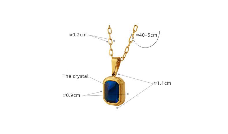 Titanium Steel Plated 18K True Gold Light Luxury Inlaid Blue Crystal Pendant Necklace Handmade Clavicle Chain