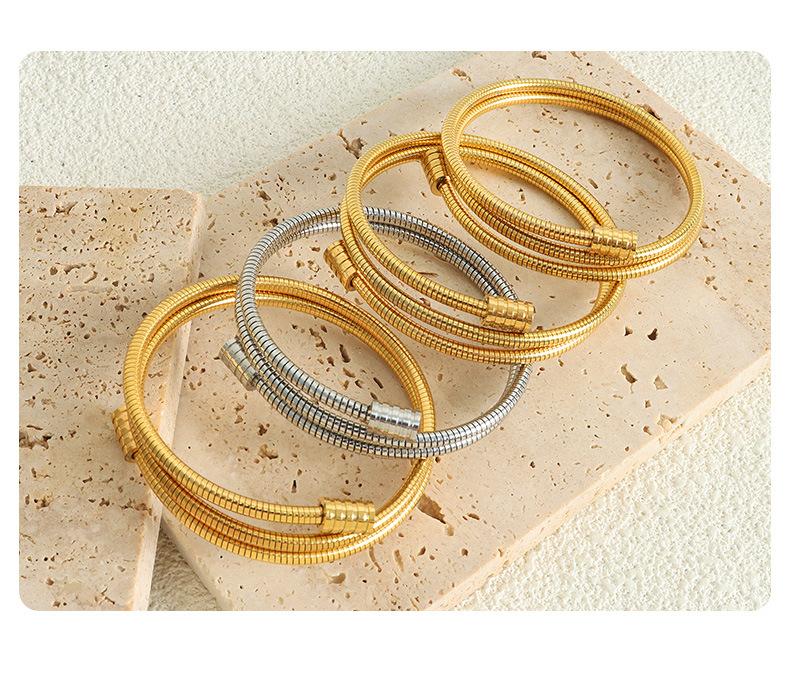 Simple Snake Bone Chain Multi-layer Stacked Wear Fashion All-match Titanium Steel Gold-plated Bracelet