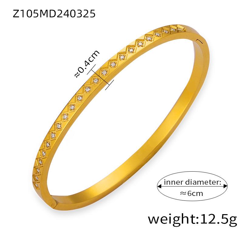 Simple Personalized Design Titanium Steel Gold Plated Diamond Niche Bracelet