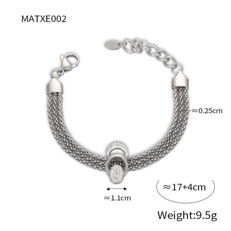 Exaggerated Personality Titanium Steel Gold Plated Diamond Glaze Pendant Multi-Layer Necklace Bracelet Set