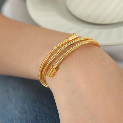 Simple Snake Bone Chain Multi-layer Stacked Wear Fashion All-match Titanium Steel Gold-plated Bracelet