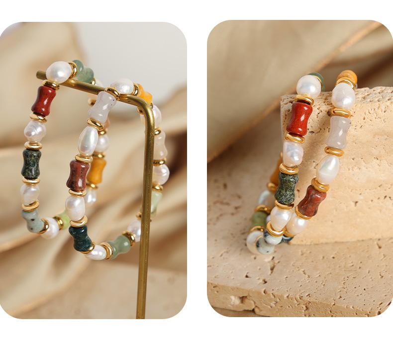 New Vintage Light Luxury Natural Stone Handmade Beaded Baroque Freshwater Pearl Bracelet