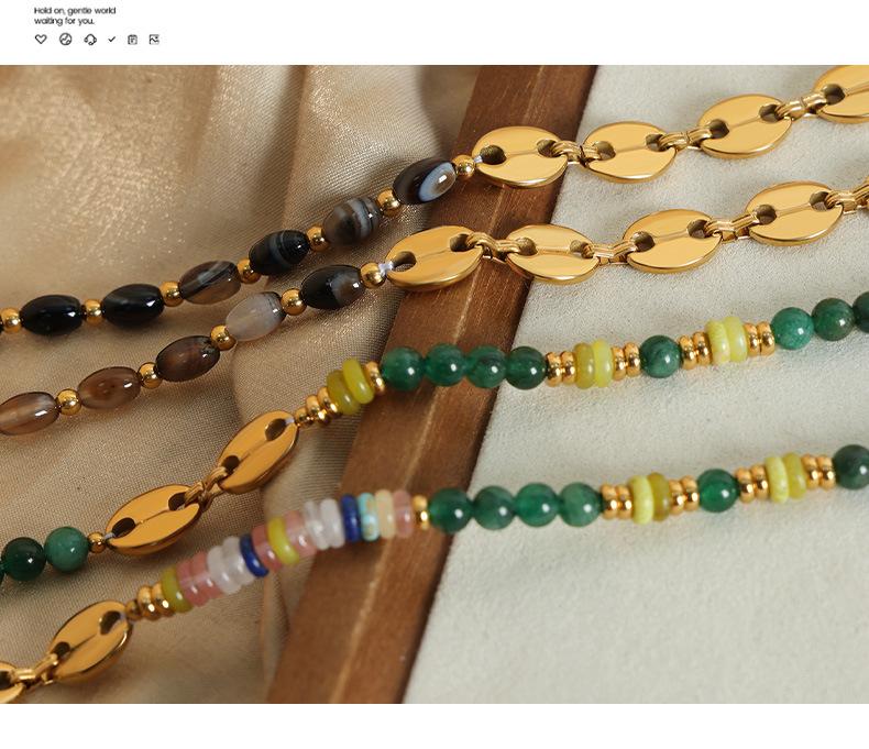 Natural Agate Abacus Beads Handmade Beaded Pig Nose Chain Necklace