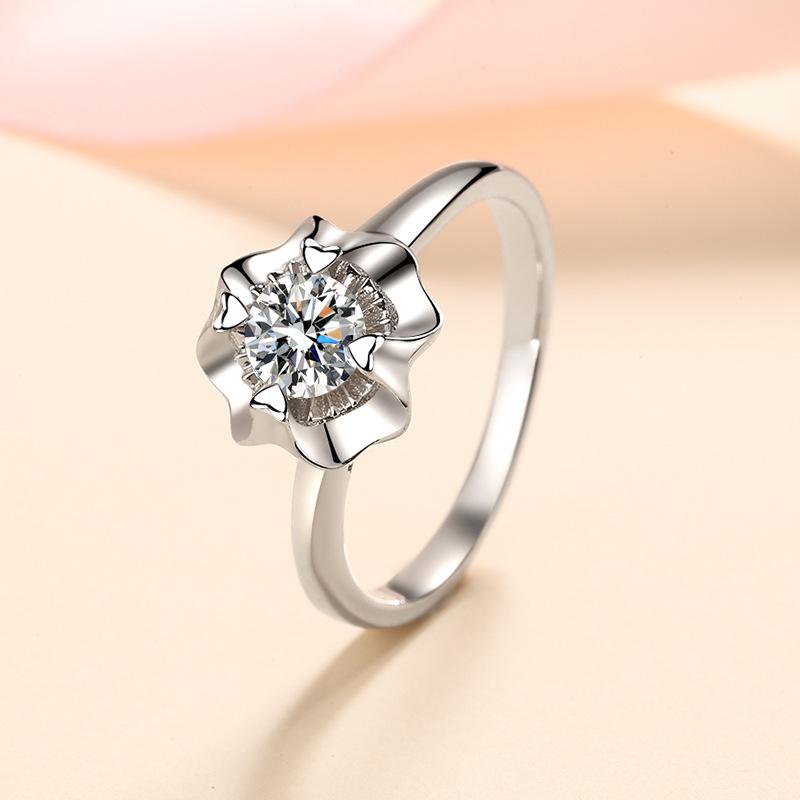 Heart-Shaped Four-Claw S925 Silver Ring For Women