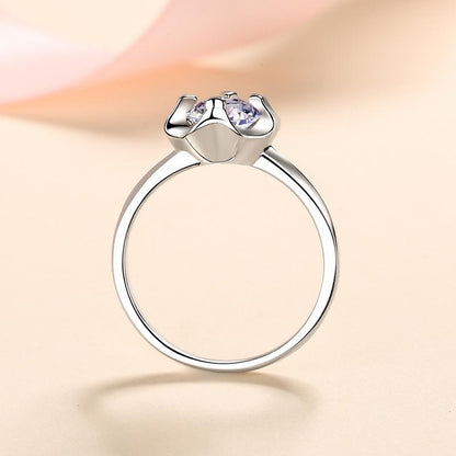 Heart-Shaped Four-Claw S925 Silver Ring For Women