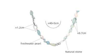 Light Luxury Fashionable Mix And Match Freshwater Pearl Blue Natural Stone Chain Distinctive Necklace