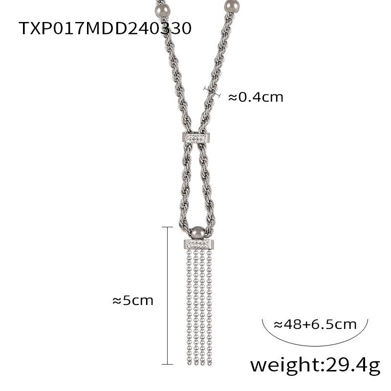 Trendy Simple Diamond Drop Glaze Design Sense Jewelry Geometric Double Twist Chain Titanium Steel Jewelry Set