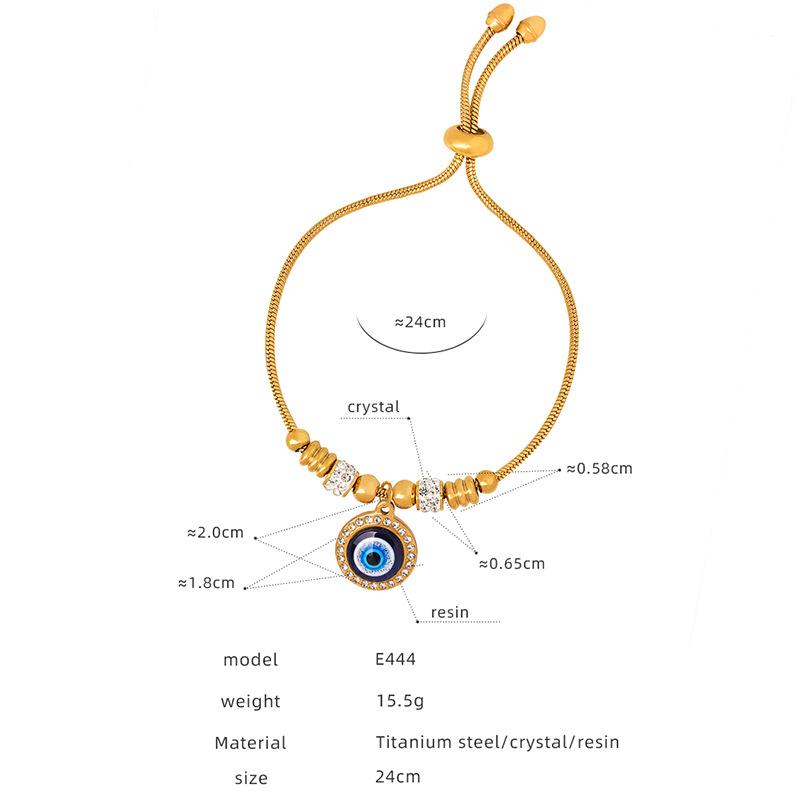 Antique Titanium Steel Electroplated Gold 18k Non-fading Personalized Exaggerated Eye Pendant Bracelet