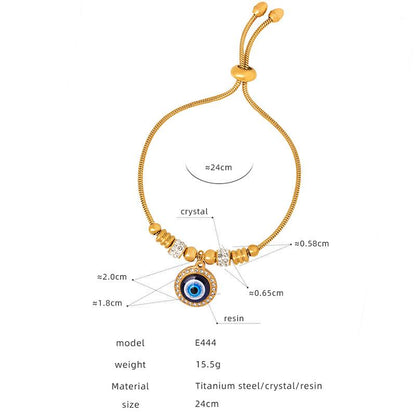 Antique Titanium Steel Electroplated Gold 18k Non-fading Personalized Exaggerated Eye Pendant Bracelet