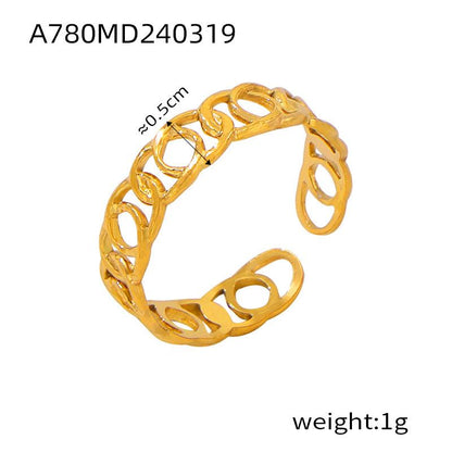 Simple Personality Design Sense Geometric Texture Stitching Ring Titanium Steel Multi-layer Stacked Wear Style