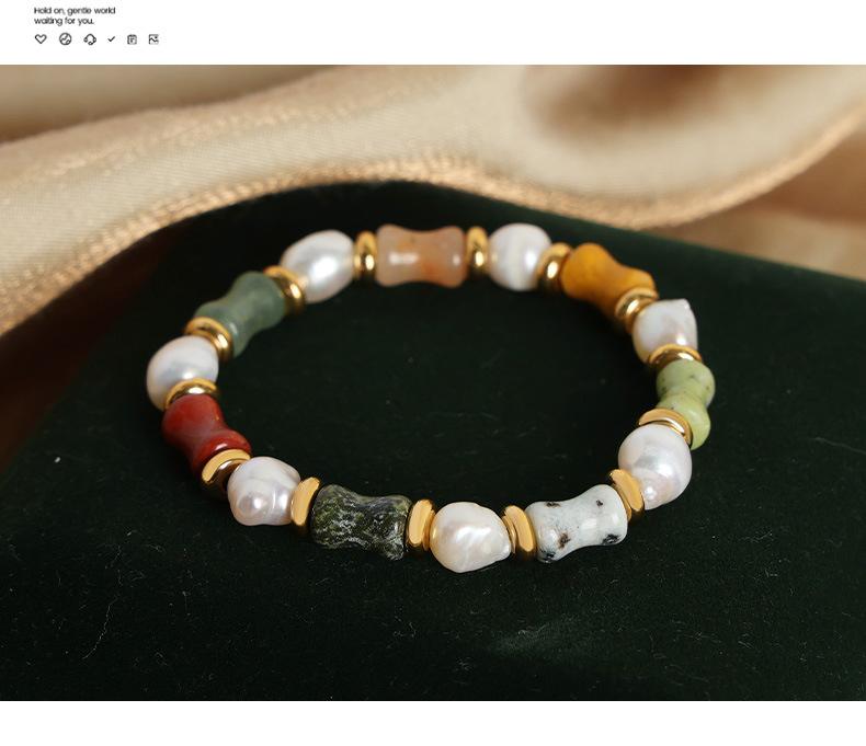 New Vintage Light Luxury Natural Stone Handmade Beaded Baroque Freshwater Pearl Bracelet