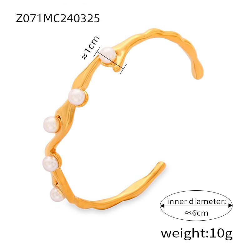 Simple Niche Personality Geometric Design Jewelry Lace Texture Titanium Steel Gold-plated Open Bracelet