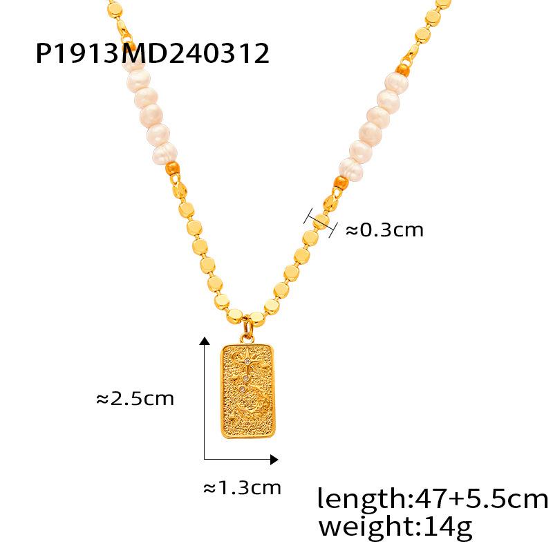 Fashion Light Luxury Natural Tiger Eye Pendant Freshwater Pearl Beaded Necklace