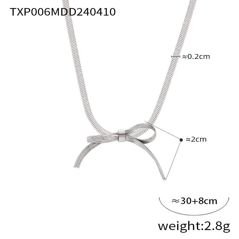 Sweet Bow Pendant Jewelry Geometric Blade Chain Design Sense Titanium Steel Jewelry Set