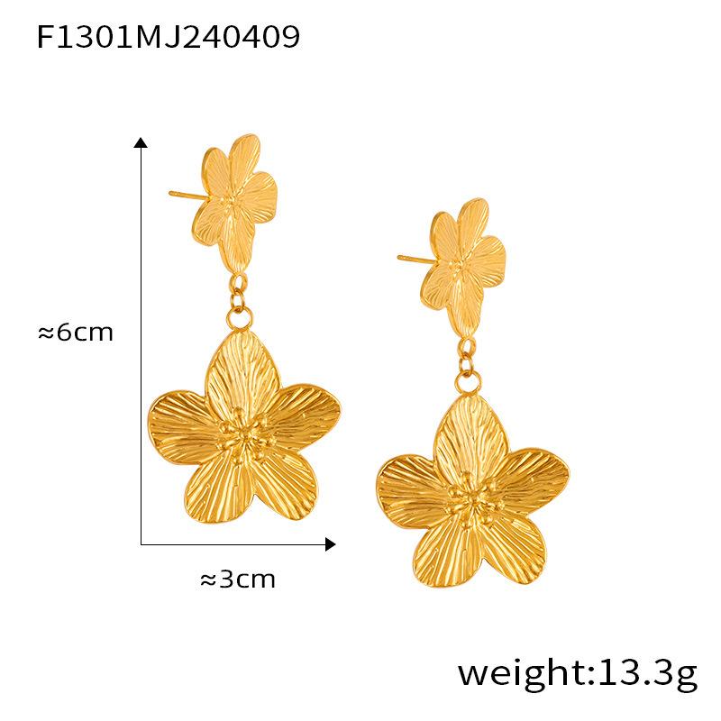 Personalized Texture Pendant Temperament Jewelry Fashion Simple Titanium Steel Gold-plated Earrings