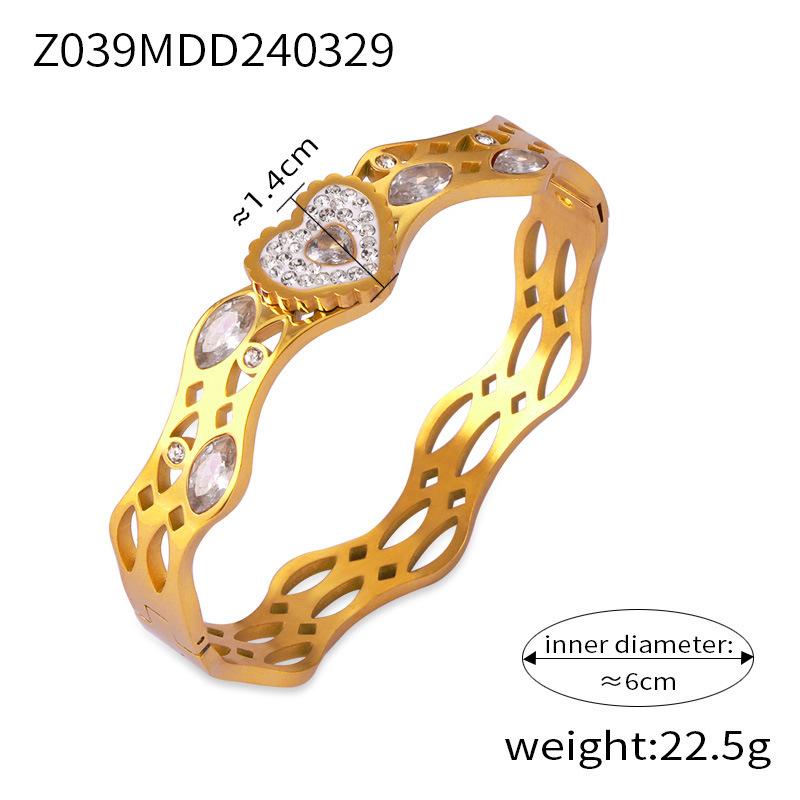 Simple Personality Niche Geometric Hollow Jewelry Texture Design Diamond Gold-plated Bracelet