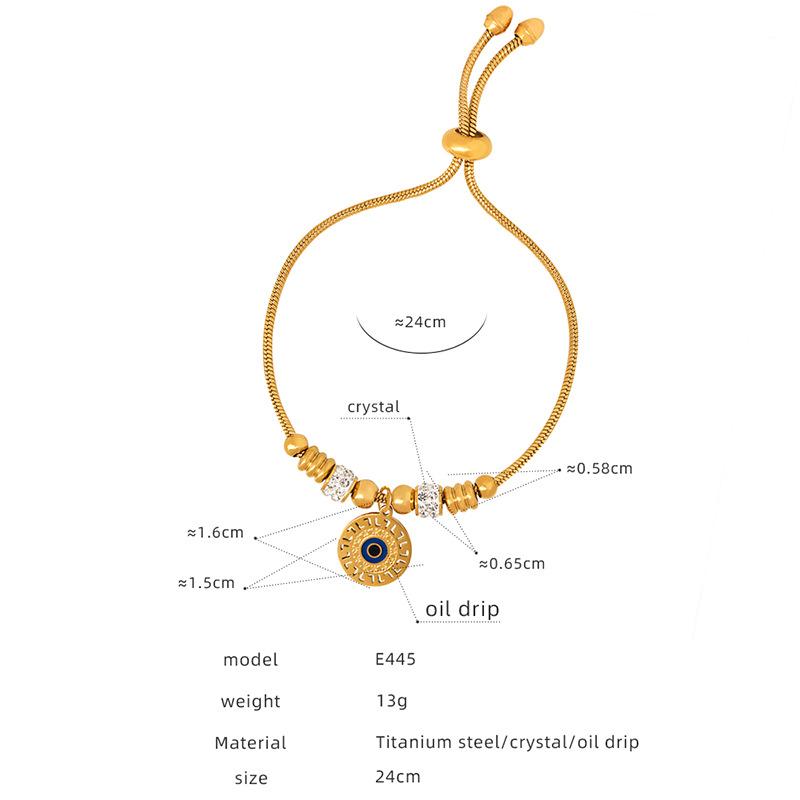 Antique Titanium Steel Electroplated Gold 18k Non-fading Personalized Exaggerated Eye Pendant Bracelet