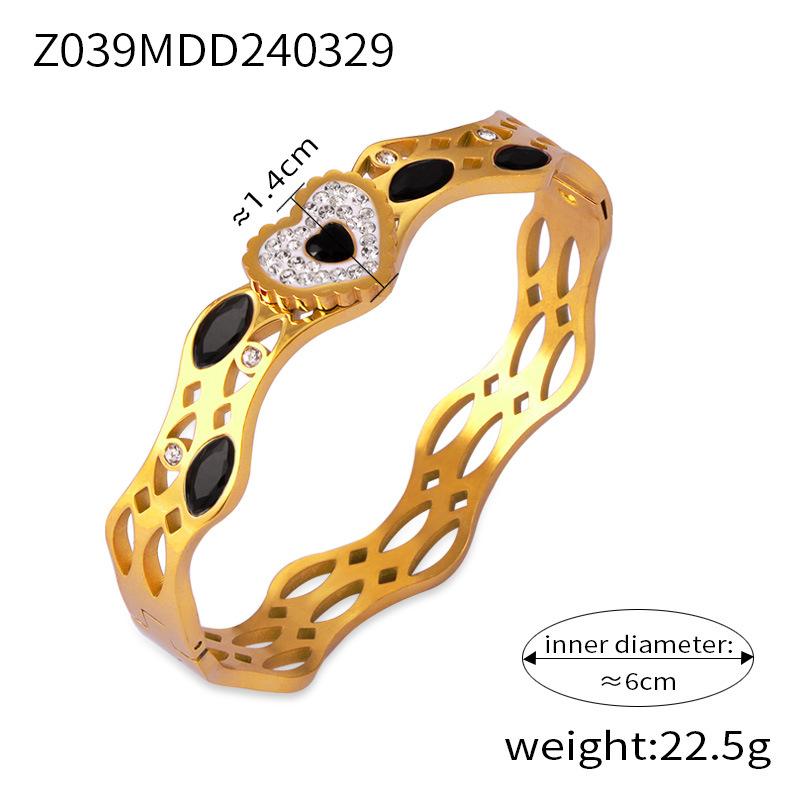 Simple Personality Niche Geometric Hollow Jewelry Texture Design Diamond Gold-plated Bracelet