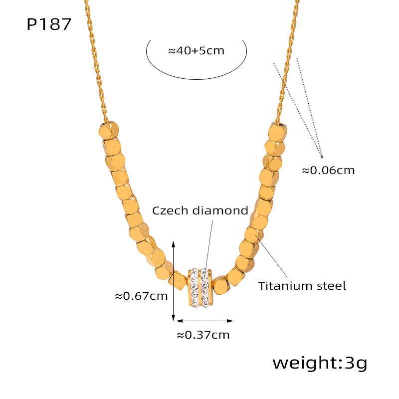 Fashion Simple Personality Titanium Steel Gold-plated Sugar Beads Round Diamond Pendant Necklace