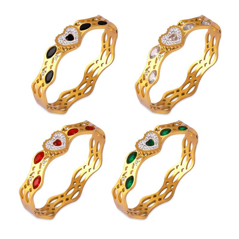 Simple Personality Niche Geometric Hollow Jewelry Texture Design Diamond Gold-plated Bracelet