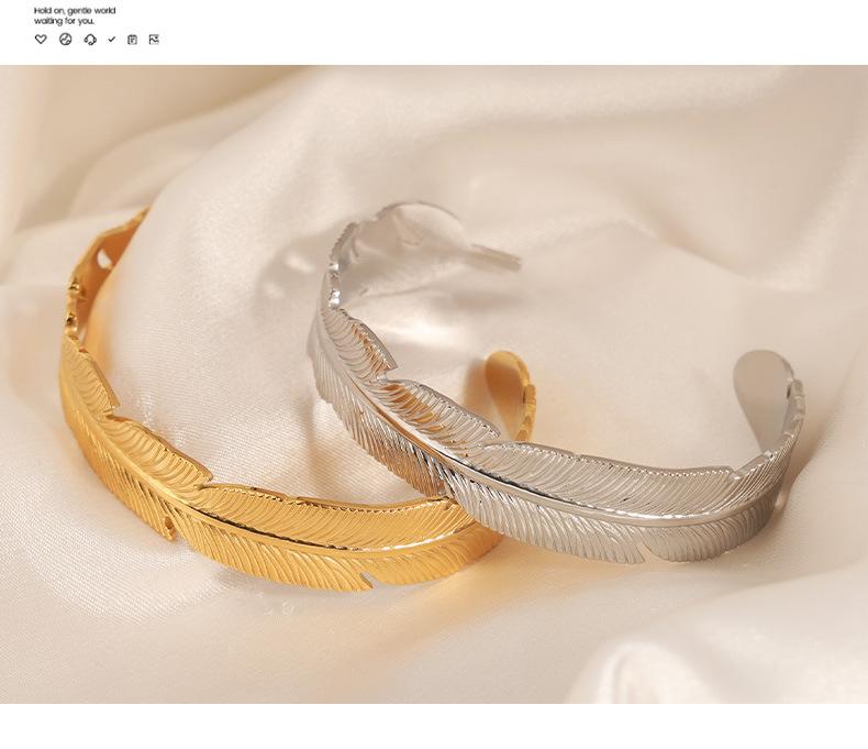 Simple Fashion Feather Opening Bracelet Ring