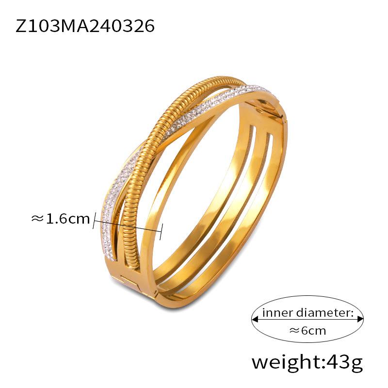 High-grade Jewelry Geometric Diamond Design Titanium Steel Gold-plated All-match Bracelet