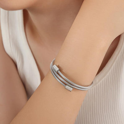 Simple Snake Bone Chain Multi-layer Stacked Wear Fashion All-match Titanium Steel Gold-plated Bracelet