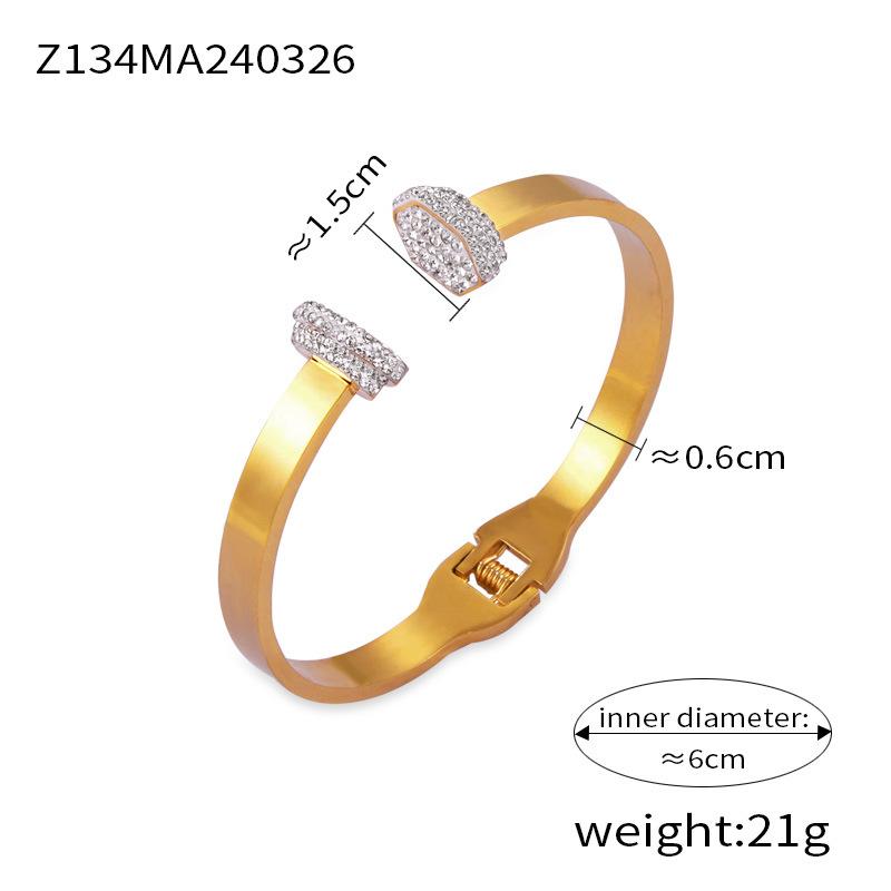 High-grade Jewelry Geometric Diamond Design Titanium Steel Gold-plated All-match Bracelet