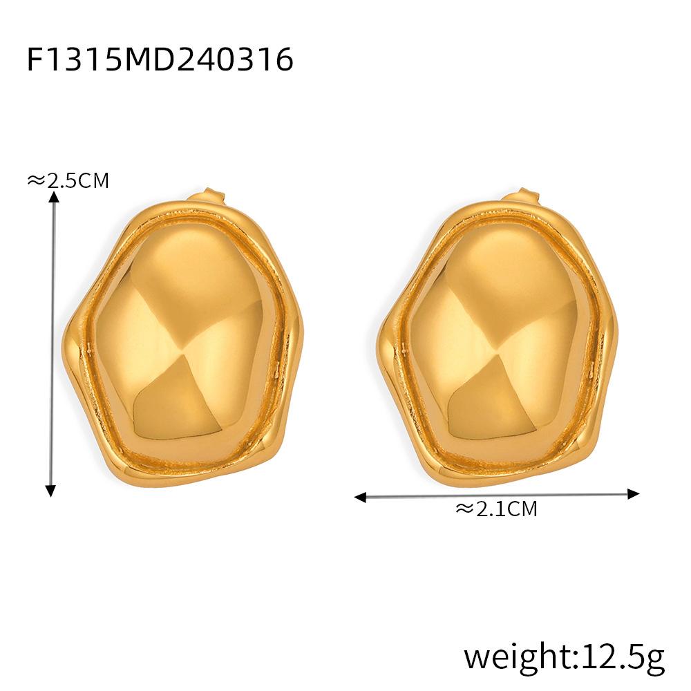 Multi-layer Line Texture Stitching Design Sense Titanium Steel Plated 18k Gold Earrings