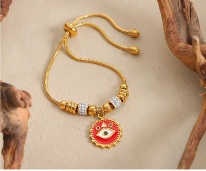 Antique Titanium Steel Electroplated Gold 18k Non-fading Personalized Exaggerated Eye Pendant Bracelet