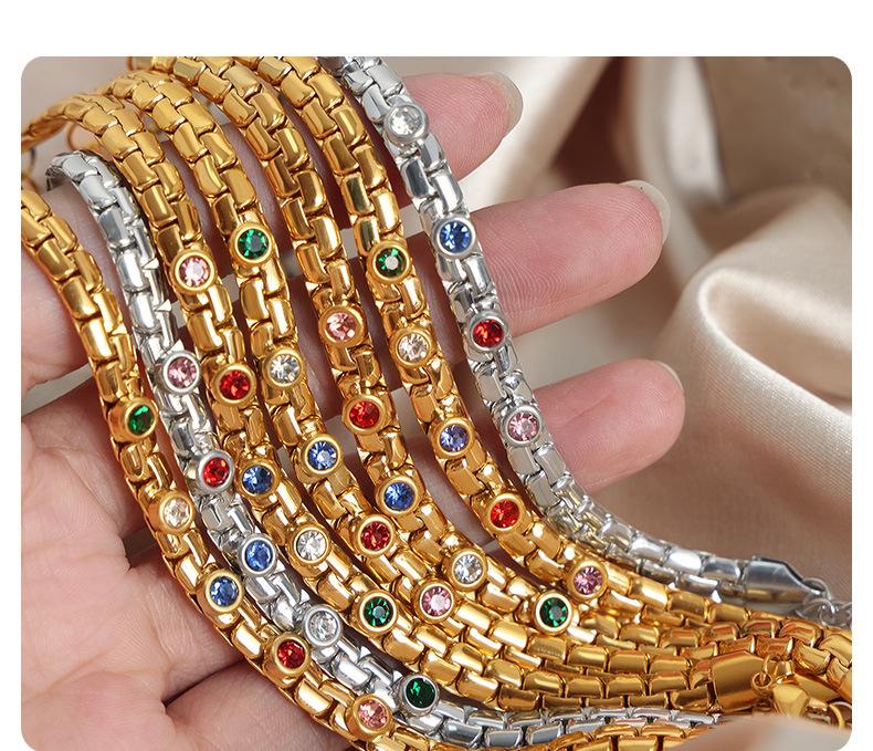 Advanced Sense Light Luxury Personalized Titanium Steel Diamond-encrusted Titanium Steel Gold Plated Bracelet