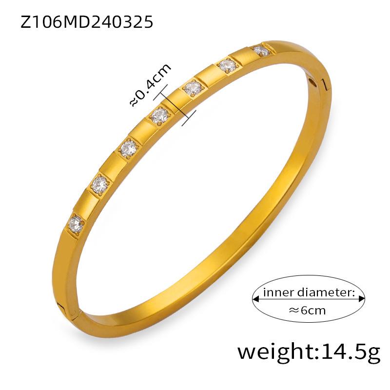 Simple Personalized Design Titanium Steel Gold Plated Diamond Niche Bracelet