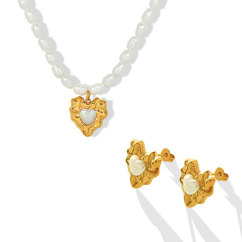 Love Heart Necklace Bracelet Jewelry Set