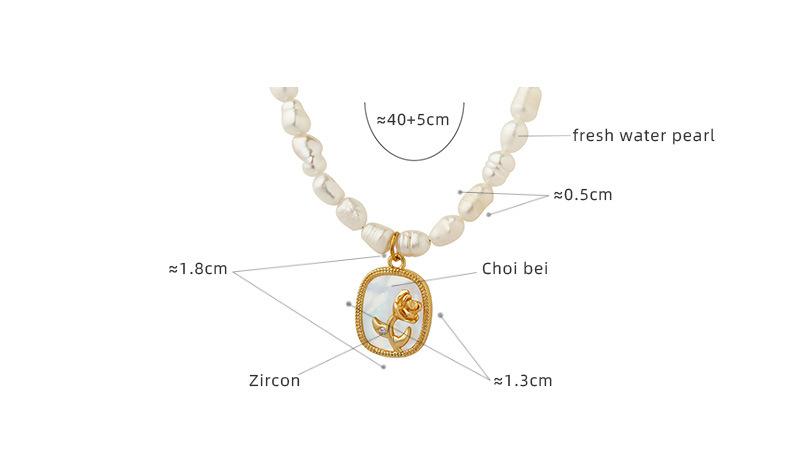 Baroque Freshwater Pearl Oval Diamond Embossed Flower Necklace