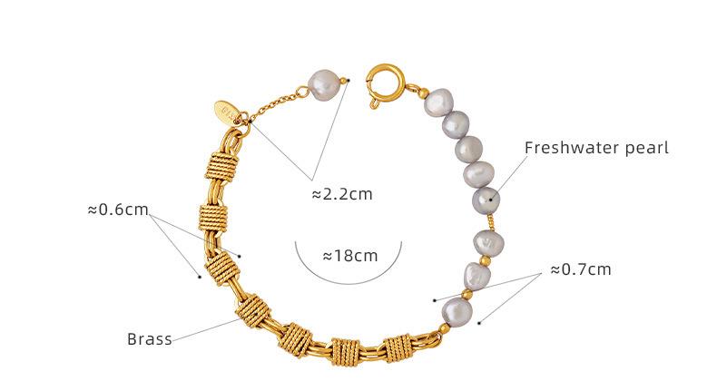 Gold Chain With Gray Freshwater Pearl Bracelet