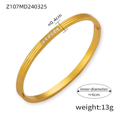 Simple Personalized Design Titanium Steel Gold Plated Diamond Niche Bracelet