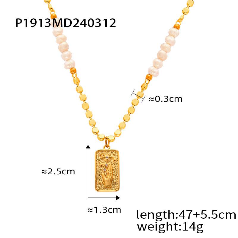 Fashion Light Luxury Natural Tiger Eye Pendant Freshwater Pearl Beaded Necklace